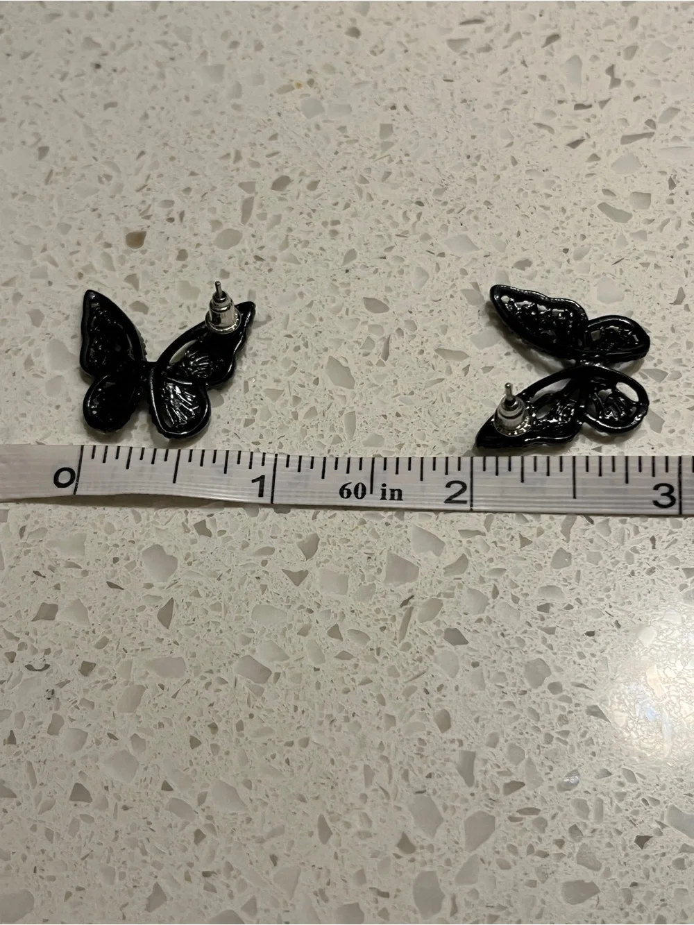 Butterfly Black Stud Earrings